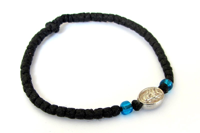 Iconsgr Handmade Christian Orthodox Komboskoini, Prayer Rope Bracelet Black VM1 - Image 1